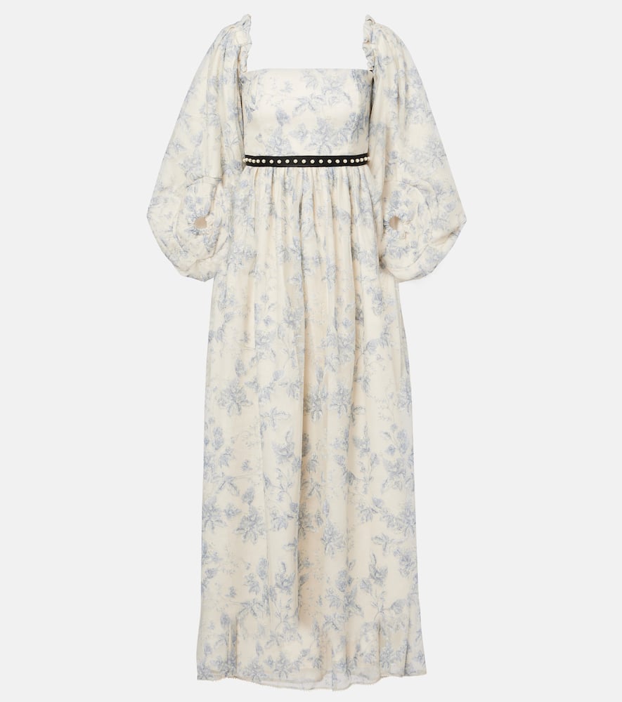 Alheli balloon-sleeve floral maxi dress
