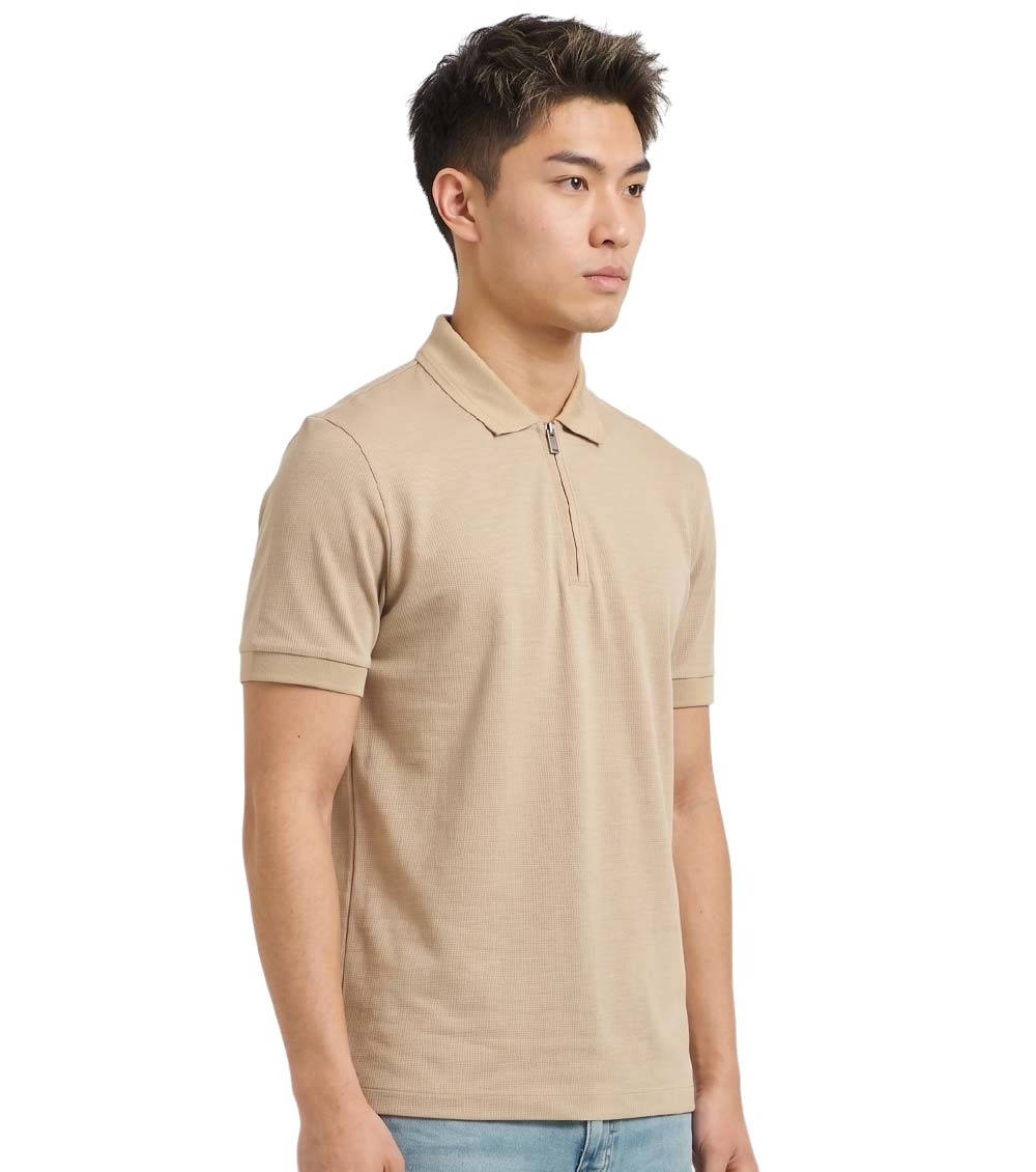 Beige Shirt Collar Polos