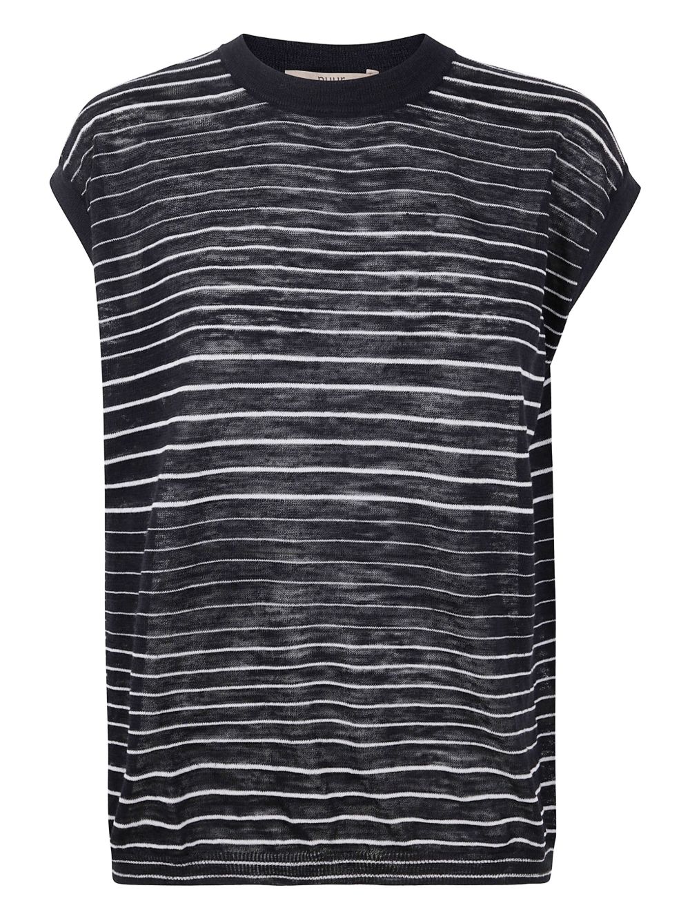 Striped linen top - Black