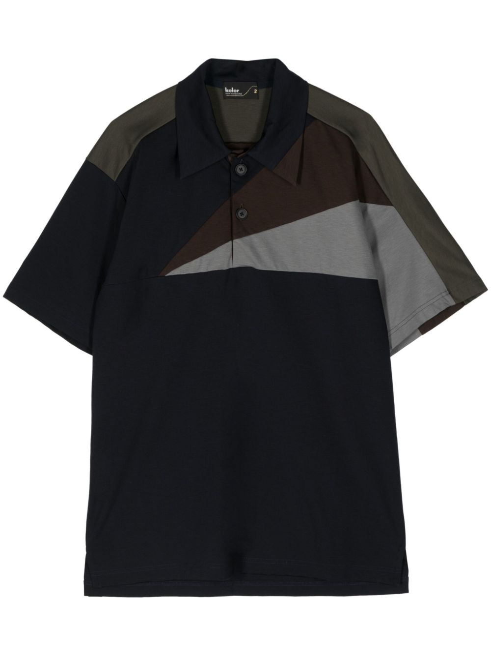 Panelled colour-block polo shirt - NAVY