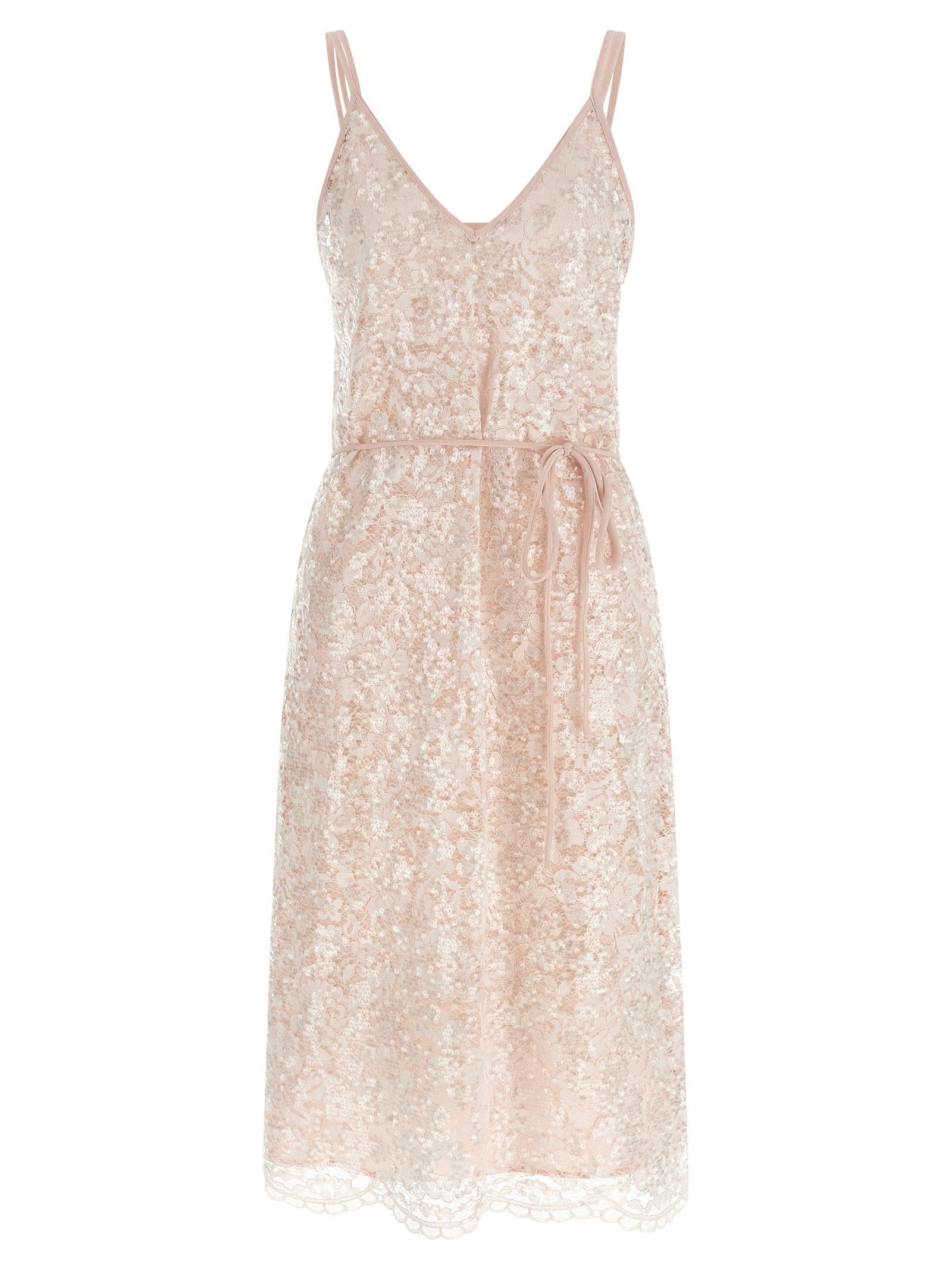 Sequin Lace Dress — Blush