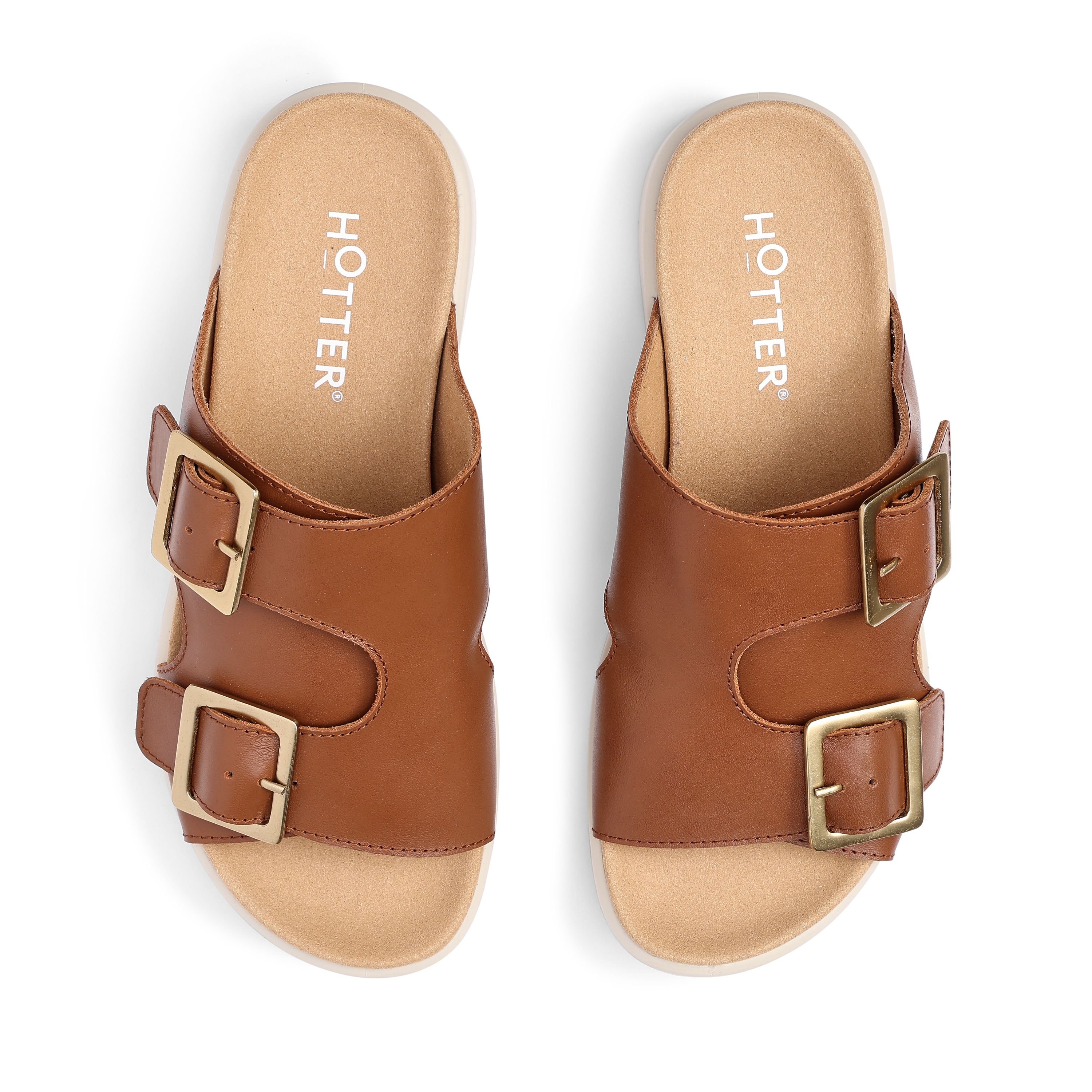 Hotter Women's Wide Fit 'Corsica' Slip-On Mules in Tan