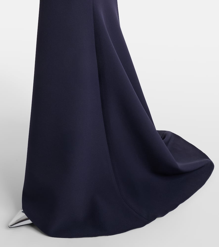 Loura off-shoulder crêpe gown