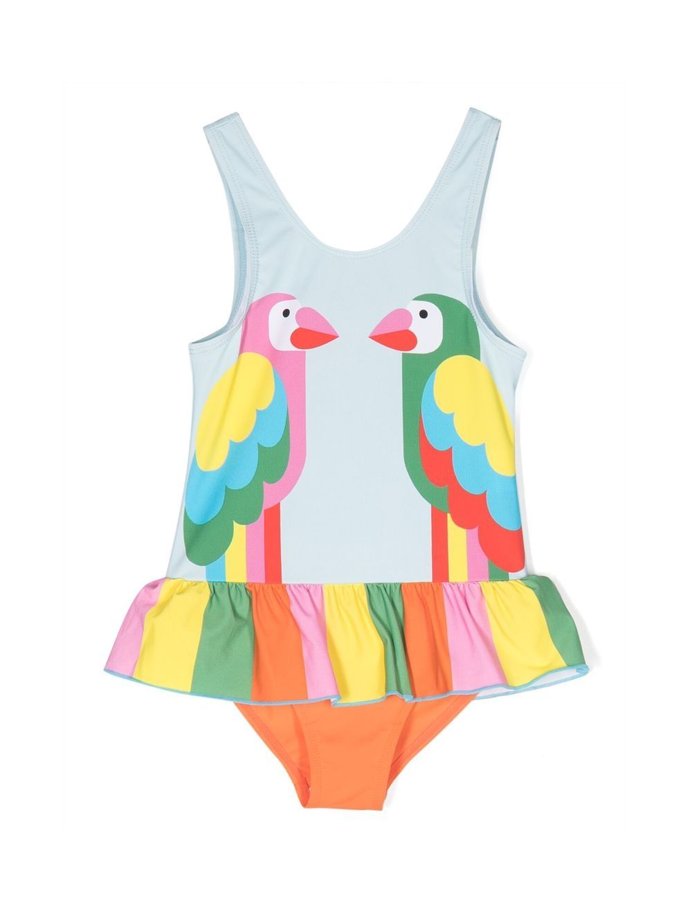 Graphic-print ruffled swimsuit - Blue