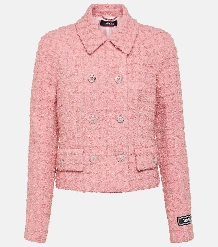 Double-breasted bouclé tweed jacket