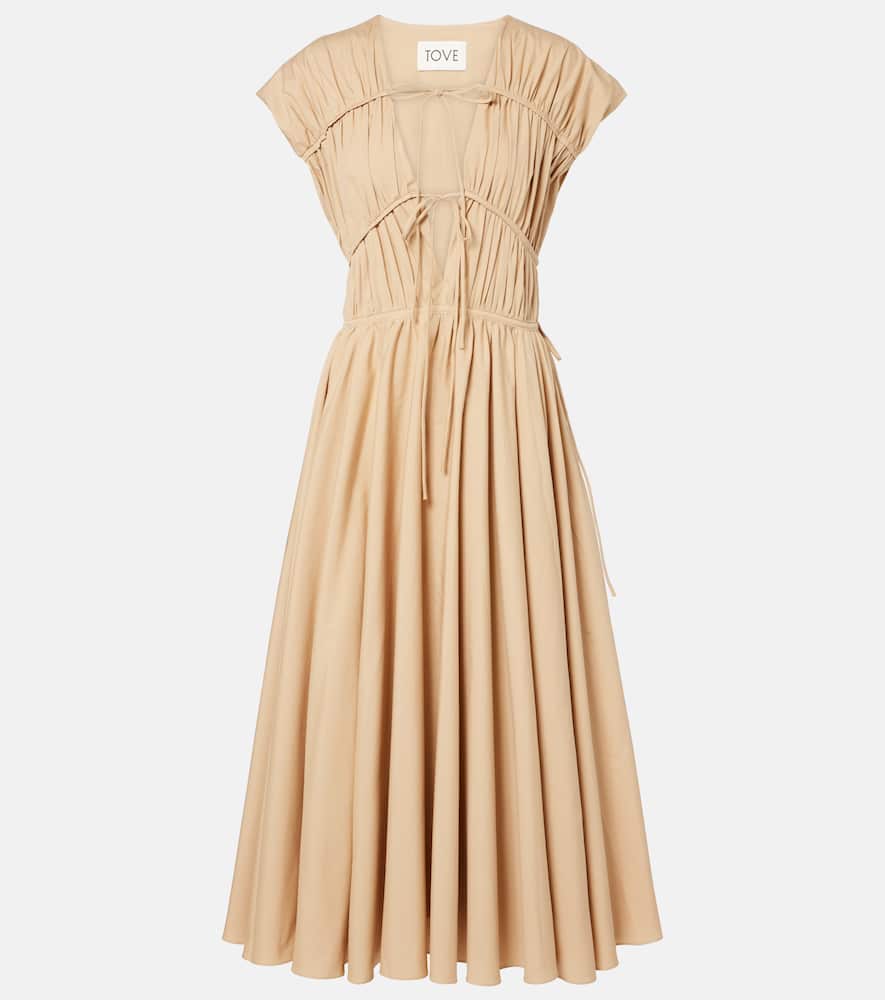 Ceres gathered cotton midi dress