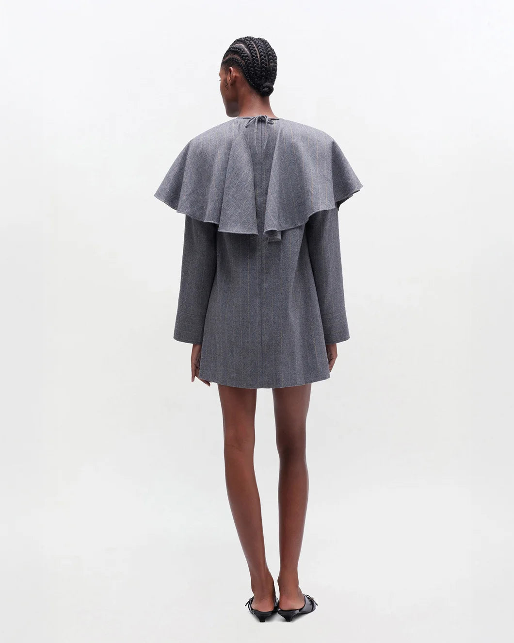 Grey Stripe Circle Collar Dress