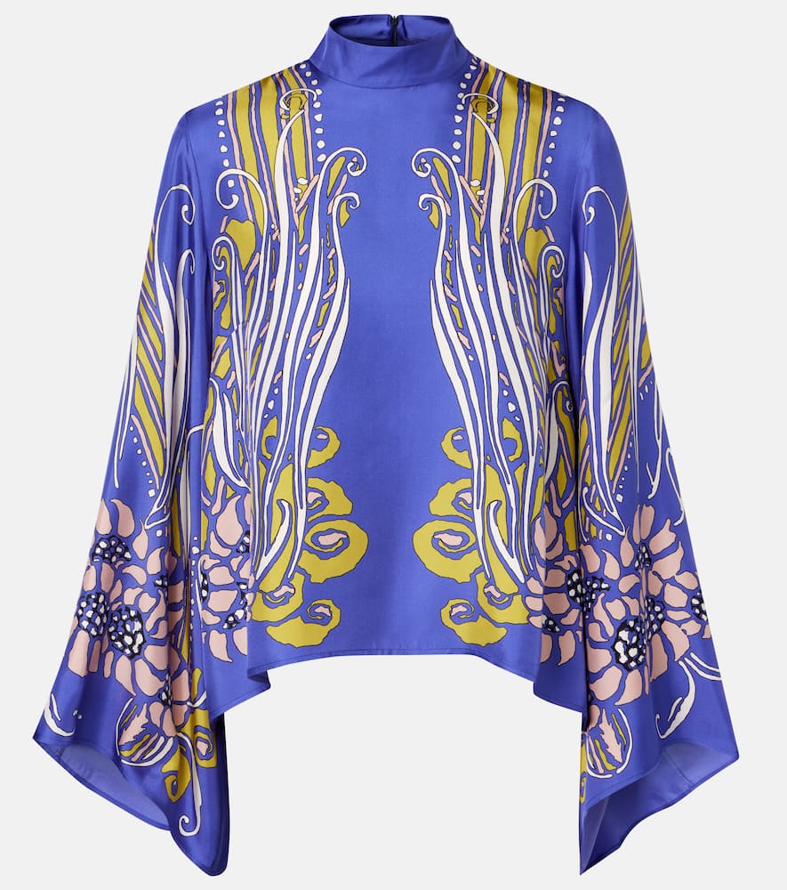 Make An Exit printed silk satin blouse
