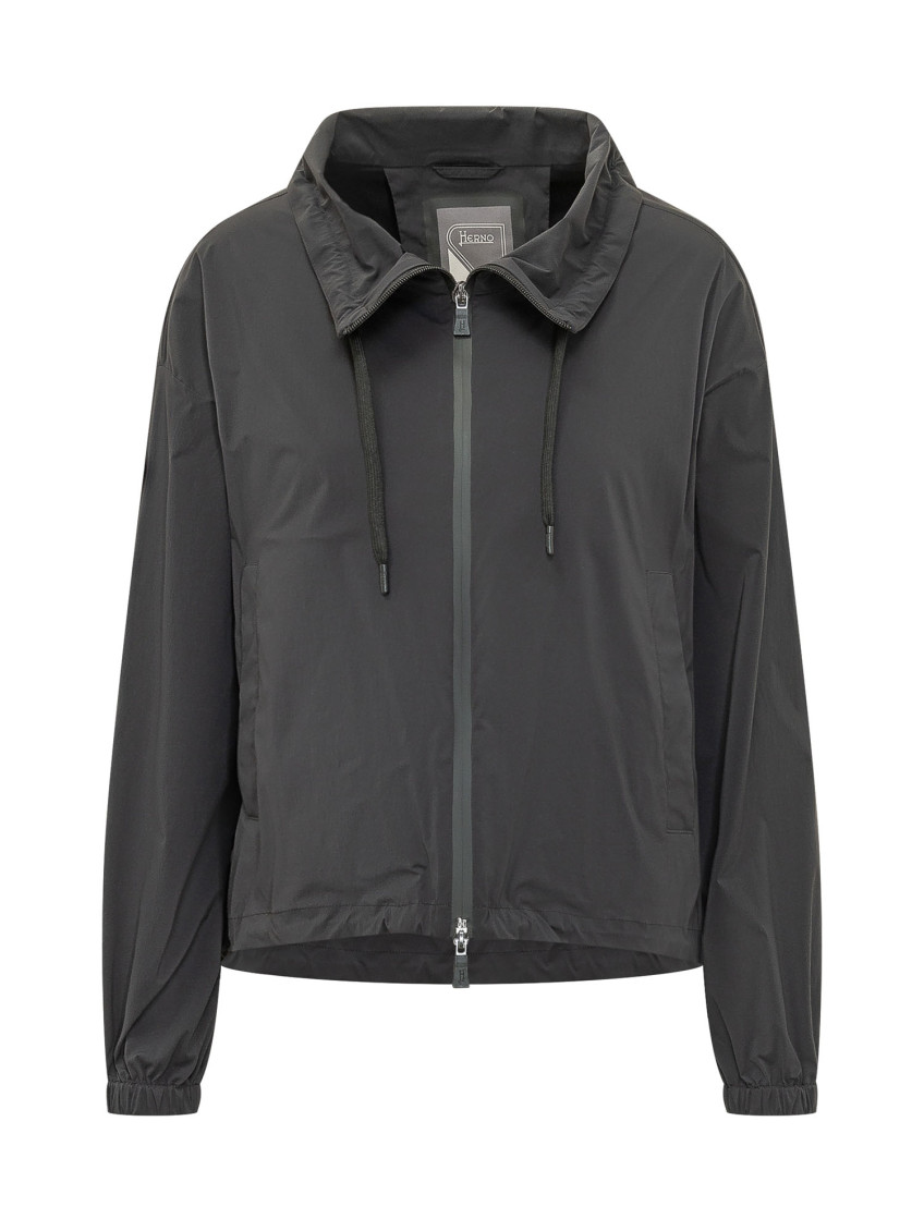Black Solid Shirt Collar Jacket