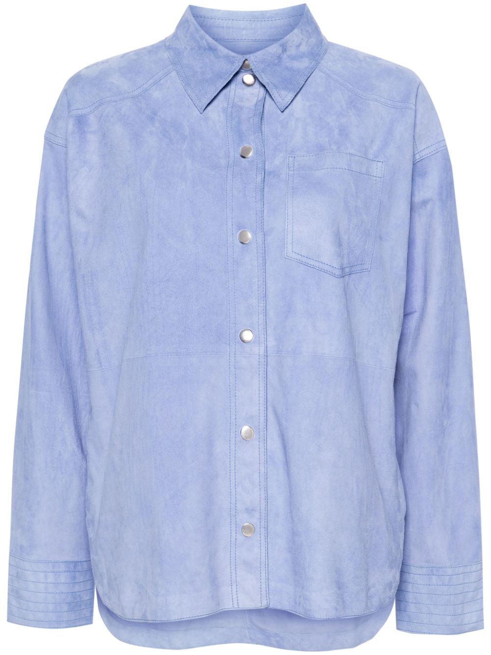 Long-sleeve suede overshirt - Blue