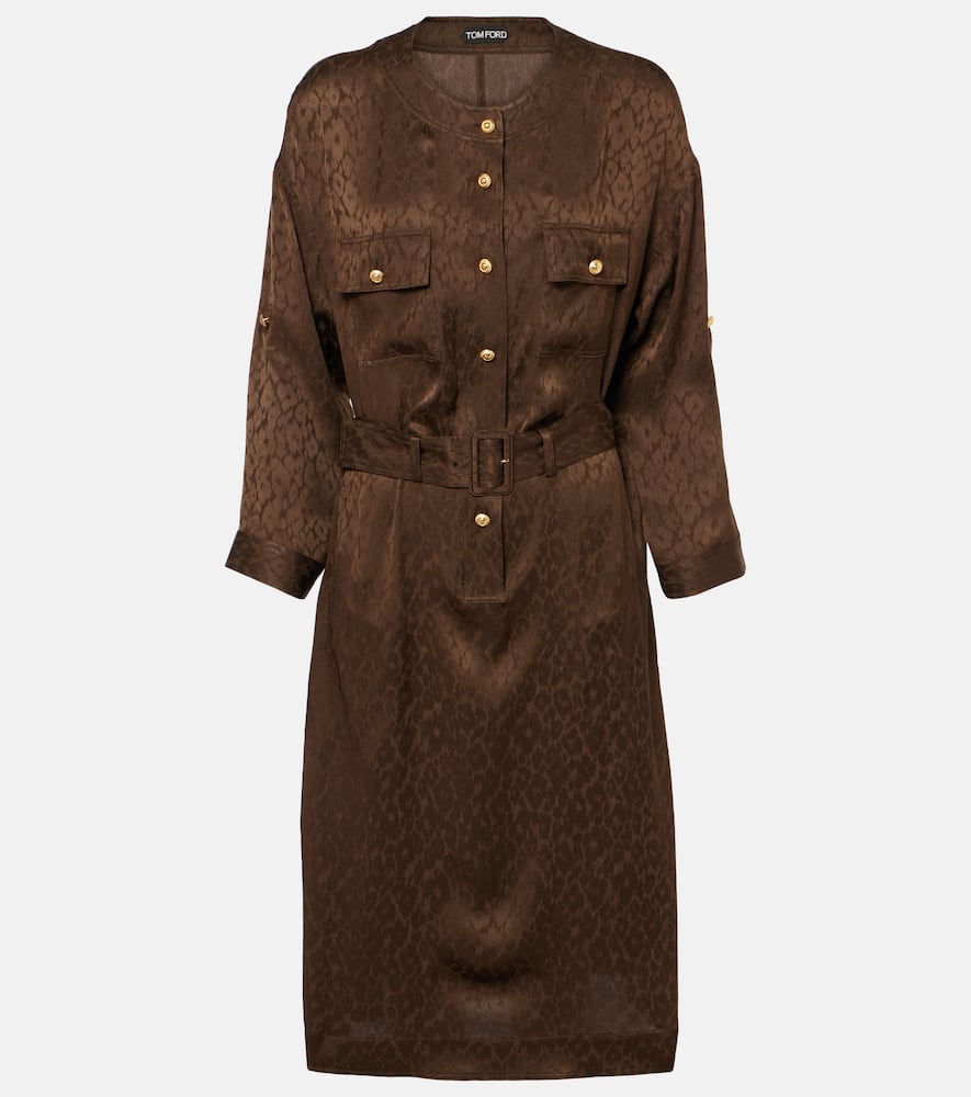 Silk jacquard midi dress