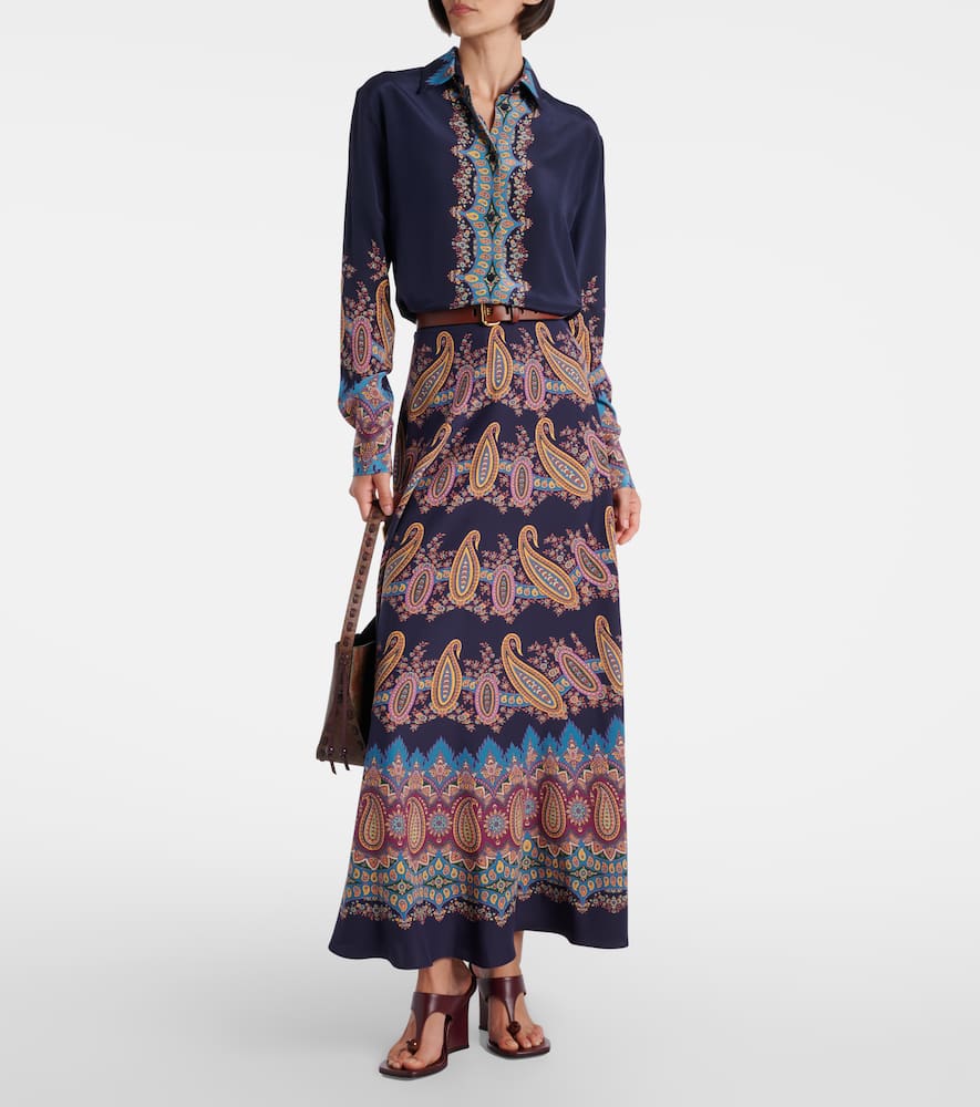 Paisley silk maxi skirt