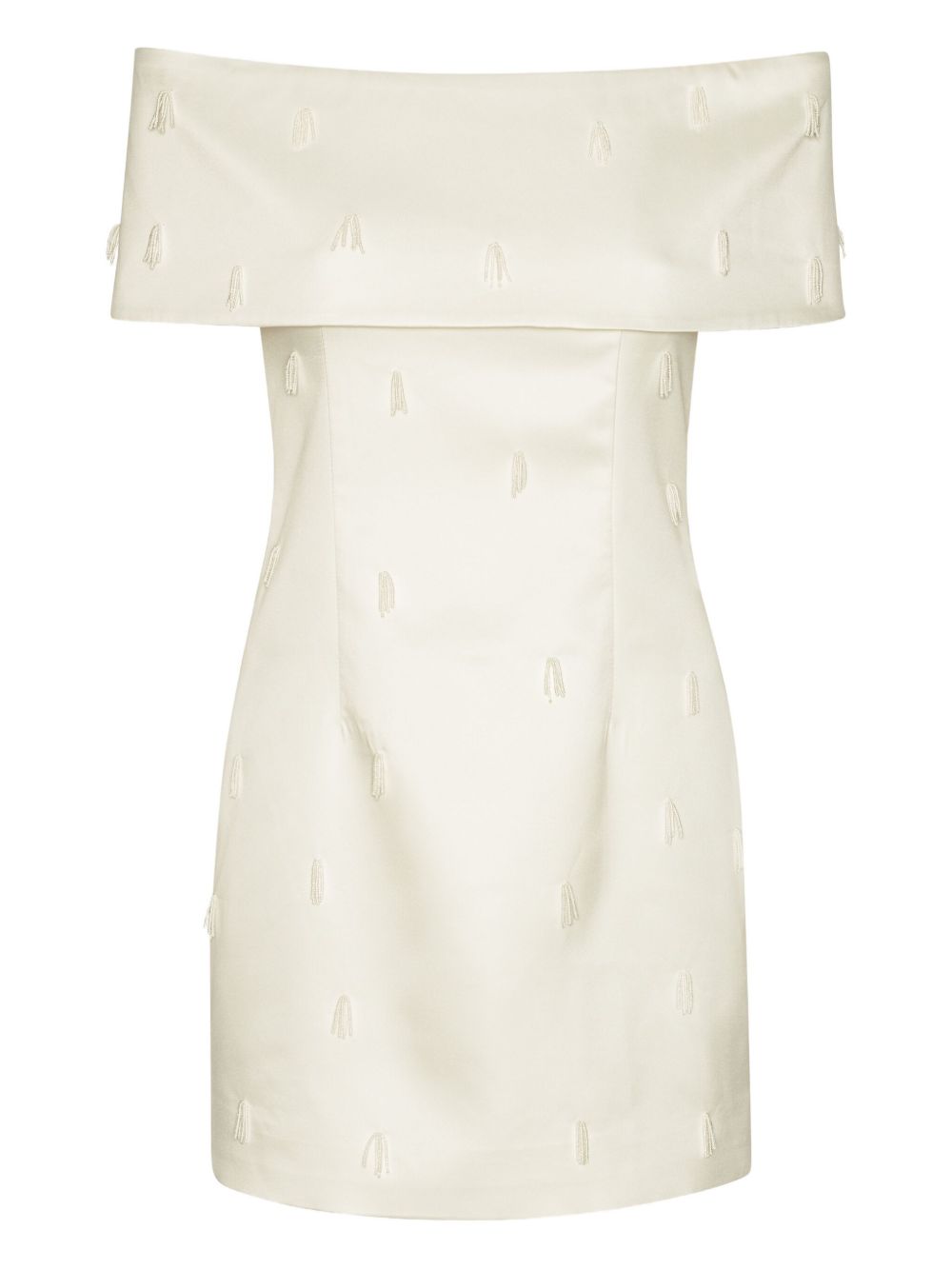 Off-shoulder beaded minidress - White