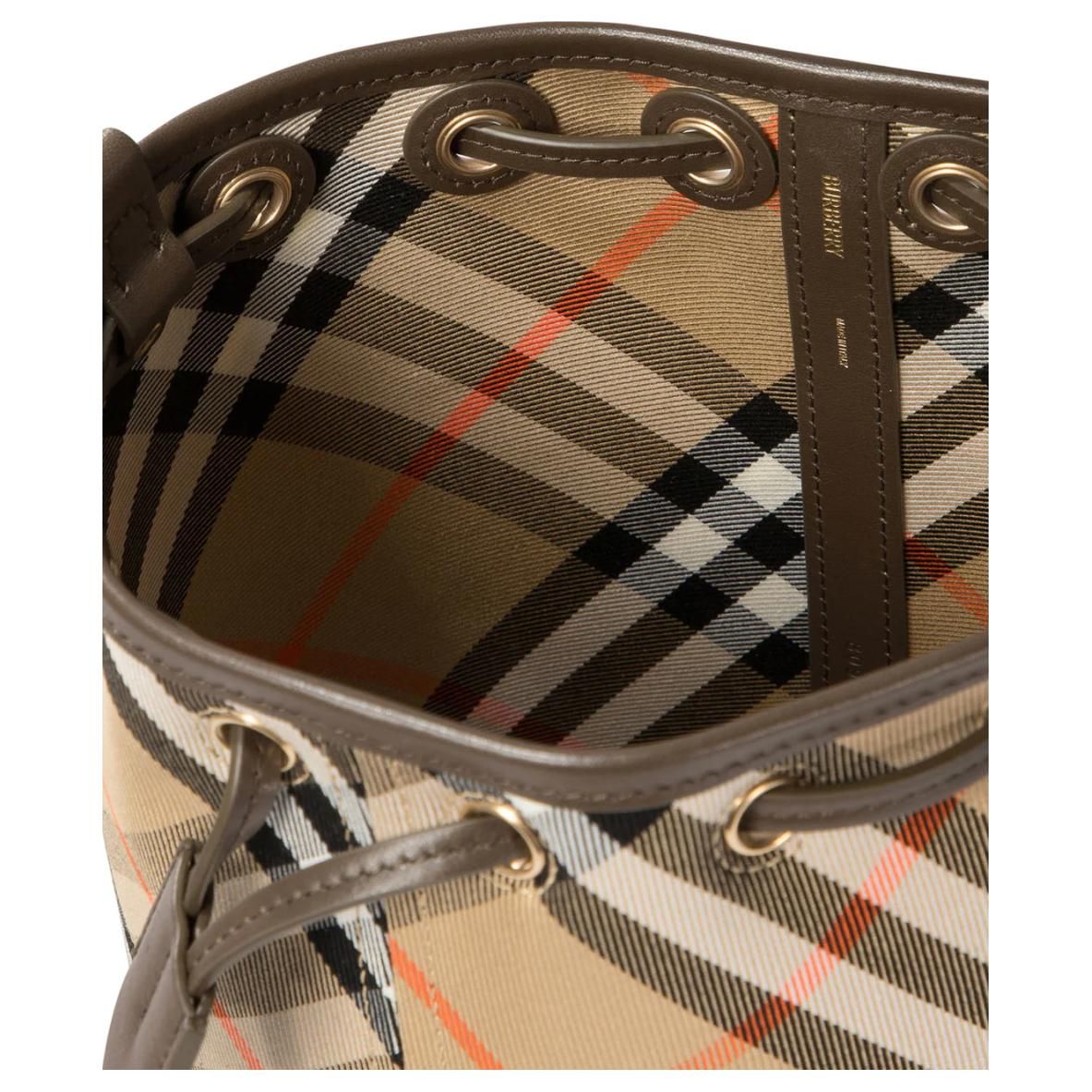 (WMNS) 25 Checked Drawstring Bucket Bag 'Beige'