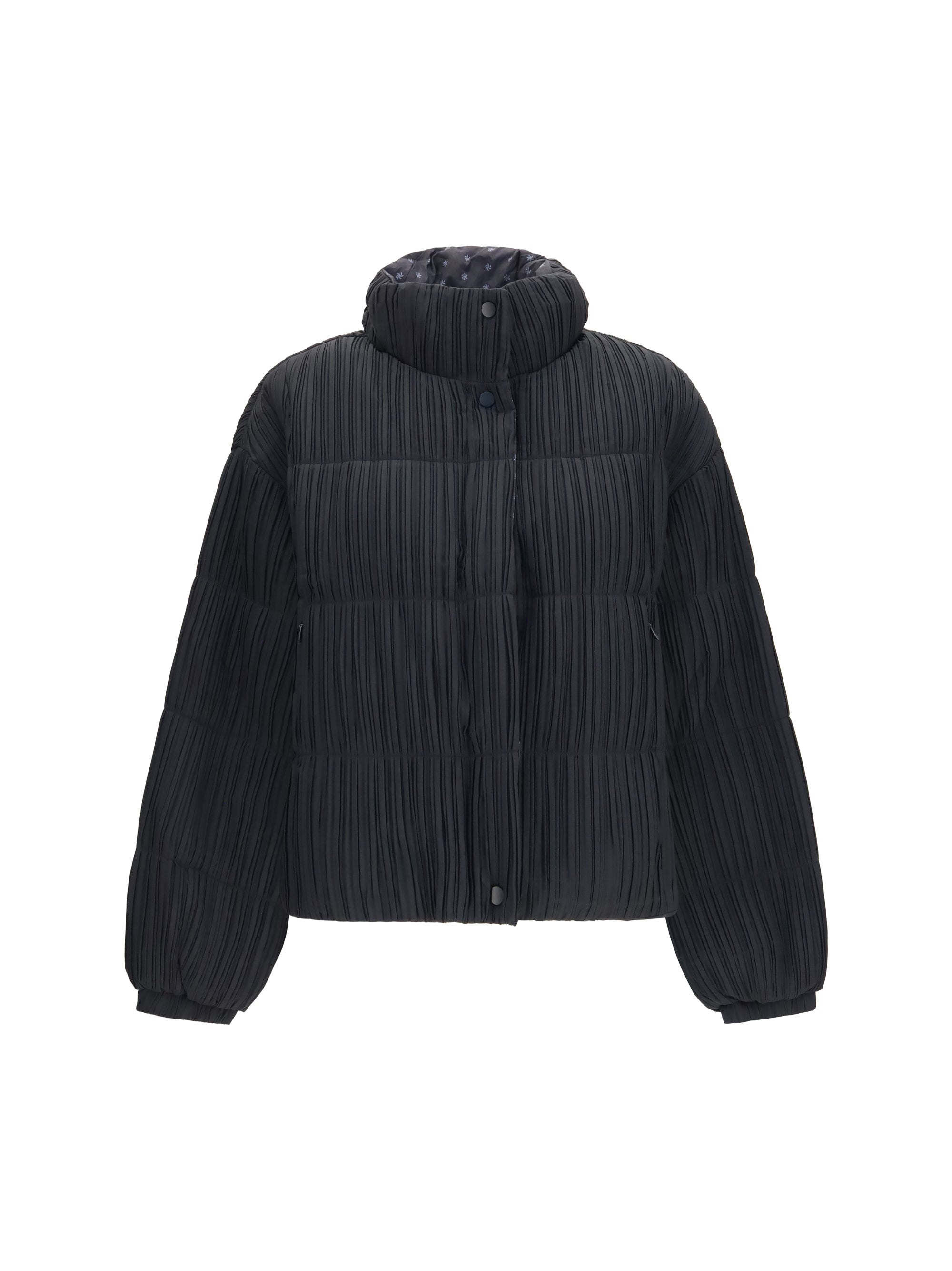 Reversible High-Neck Puffer Down Jacket — Black