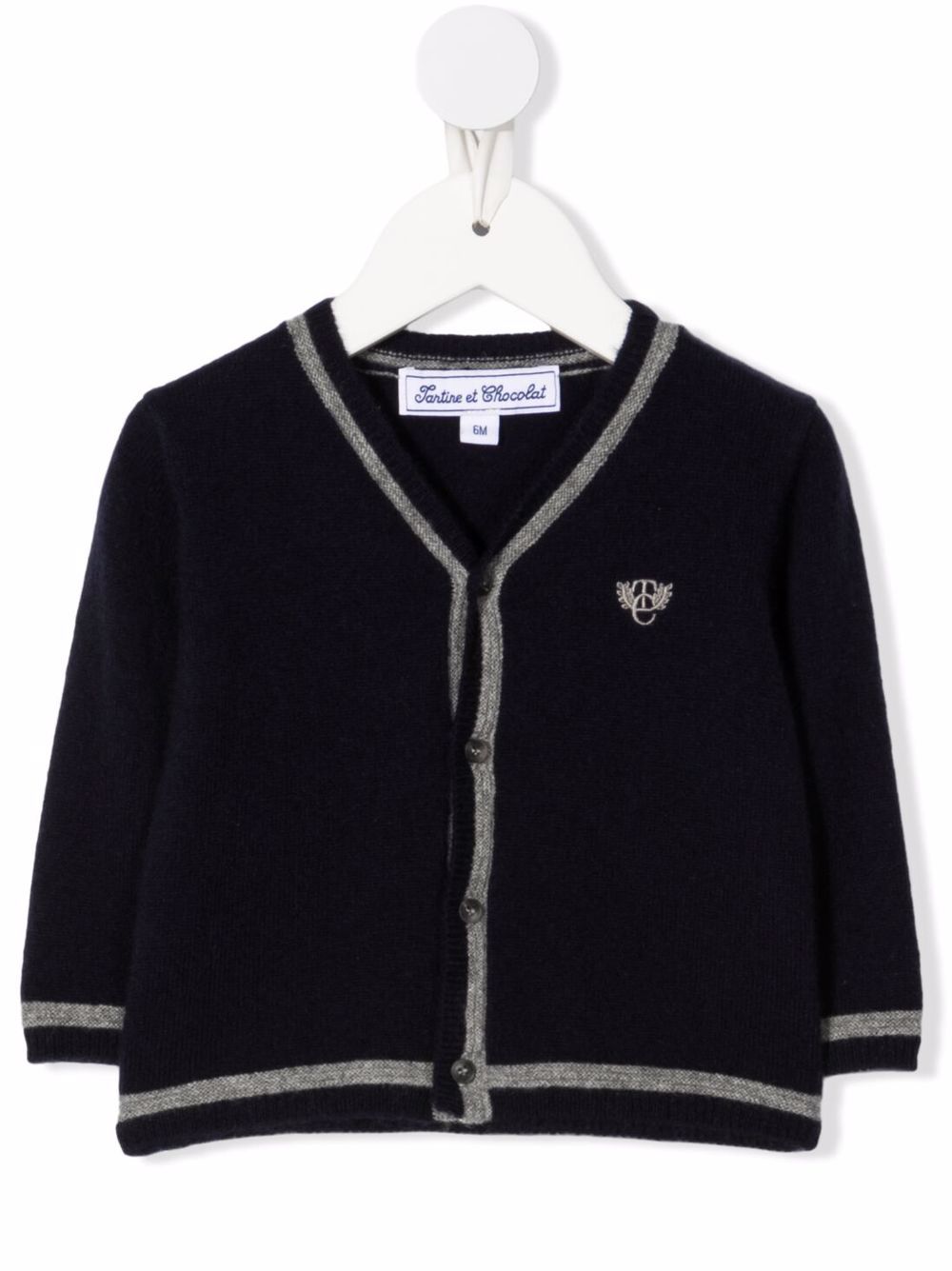 Embroidered-logo cashmere cardigan - Blue