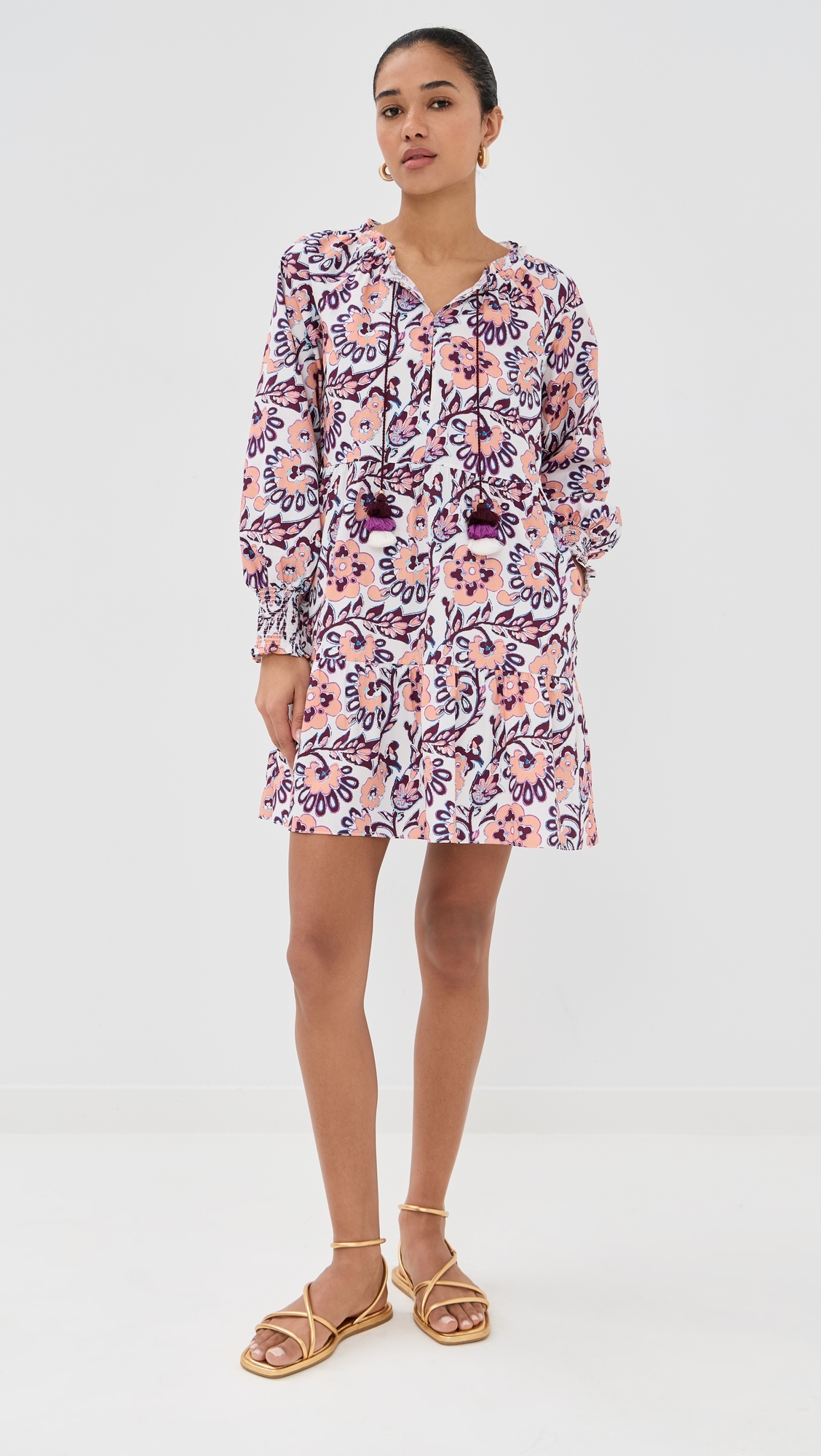 Bella Dress Ibiza Floral Biscotti Beige