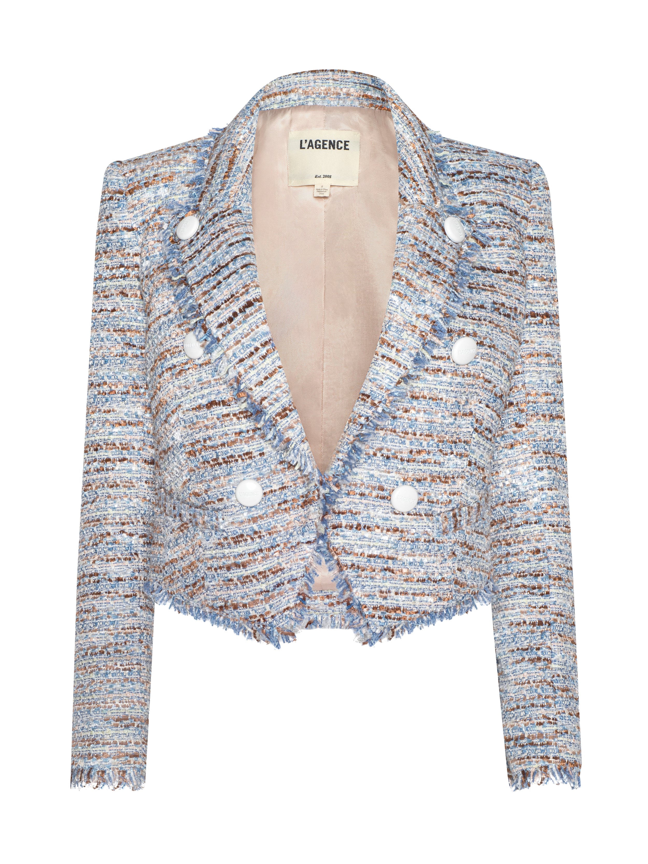 Marv Tweed Blazer In Blue/beige Tweed