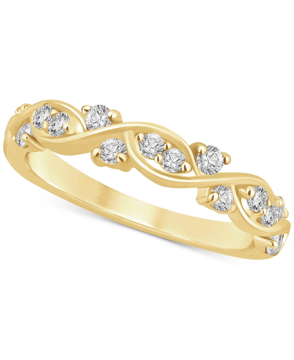 Diamond Swirl Band (3/8 ct. t.w.) in 14k White, Yellow or Rose Gold - Yellow Gold
