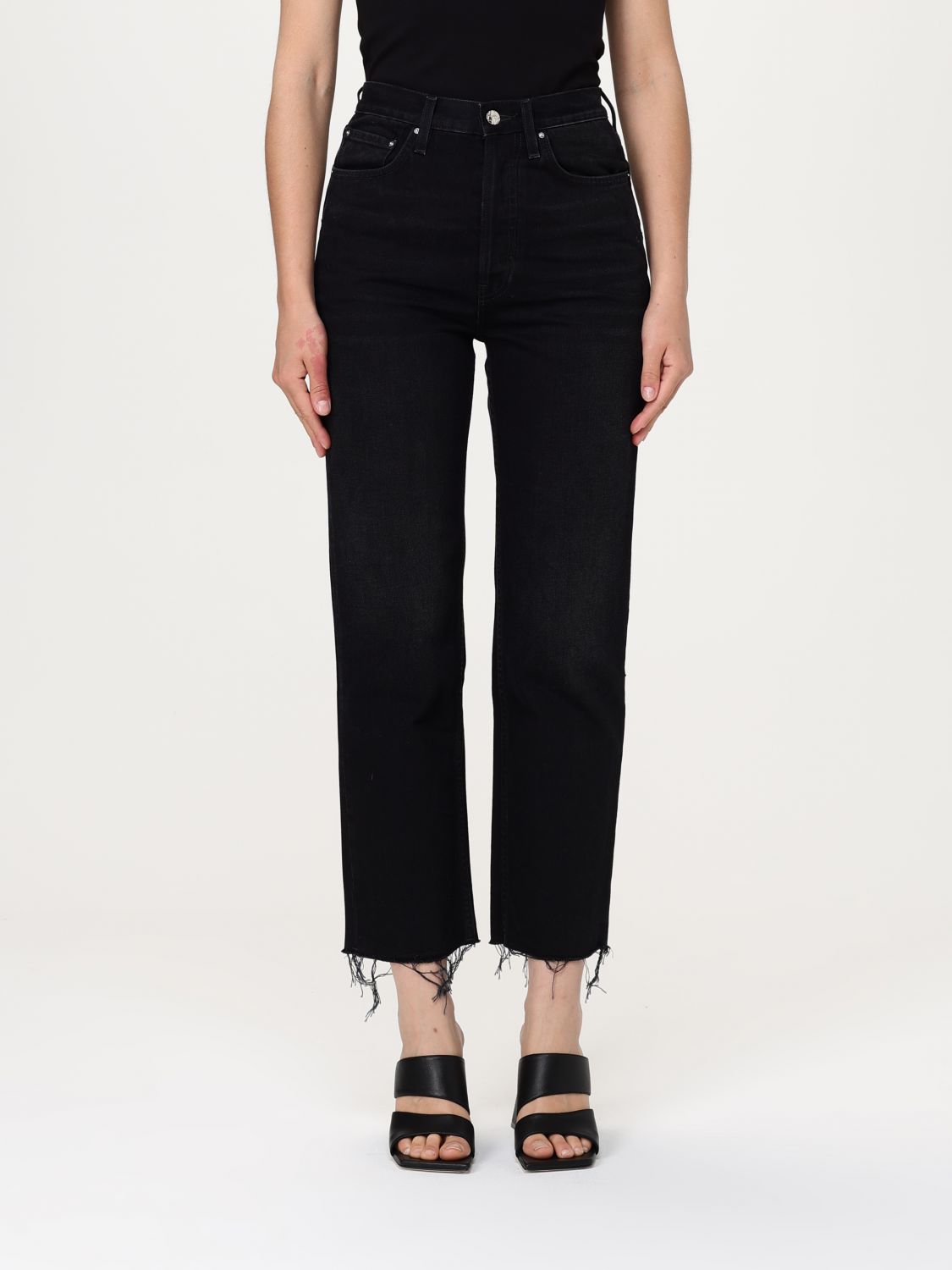 High-rise straight-leg jeans - Black