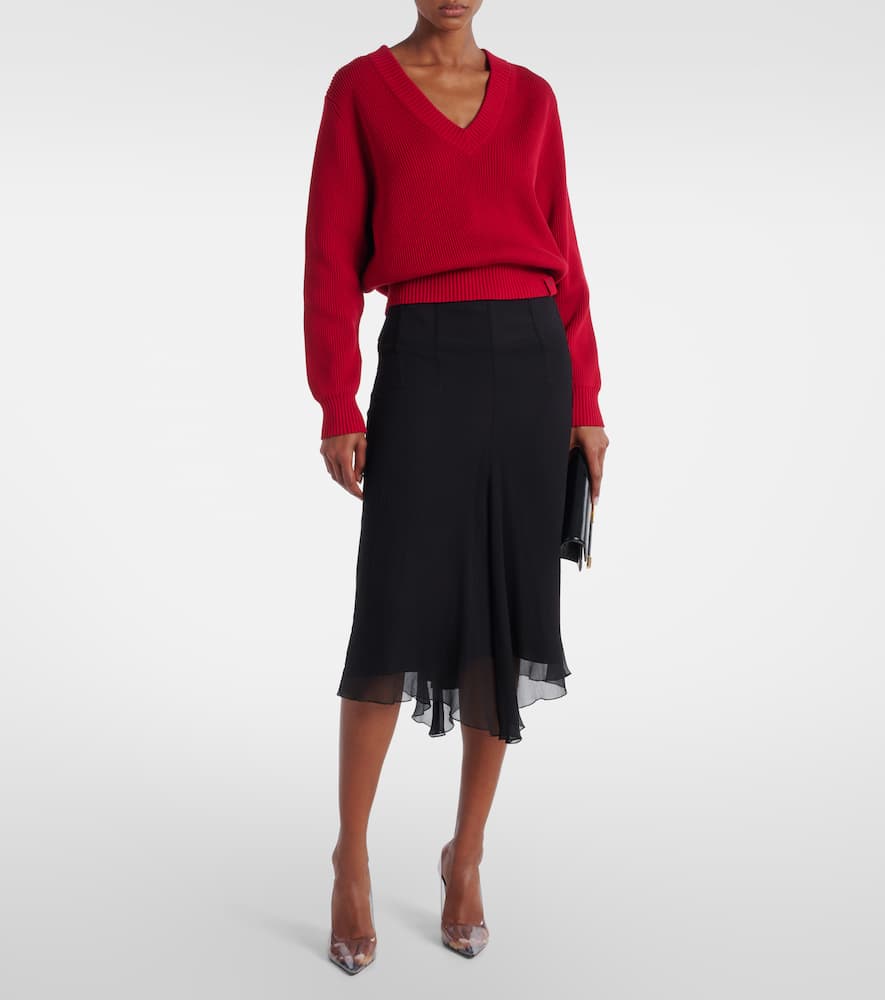 Ribbed-knit cotton and silk-blend sweater