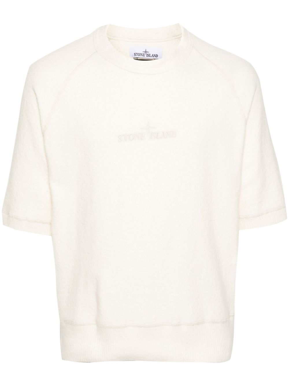 Logo-embroidered short-sleeve jumper - Neutrals