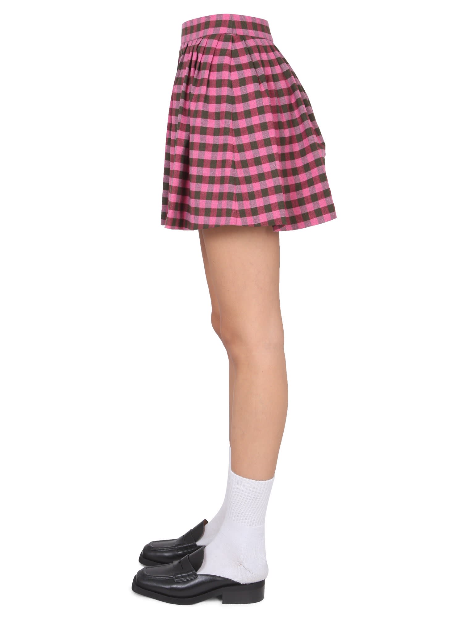 High-waisted check-pattern skirt