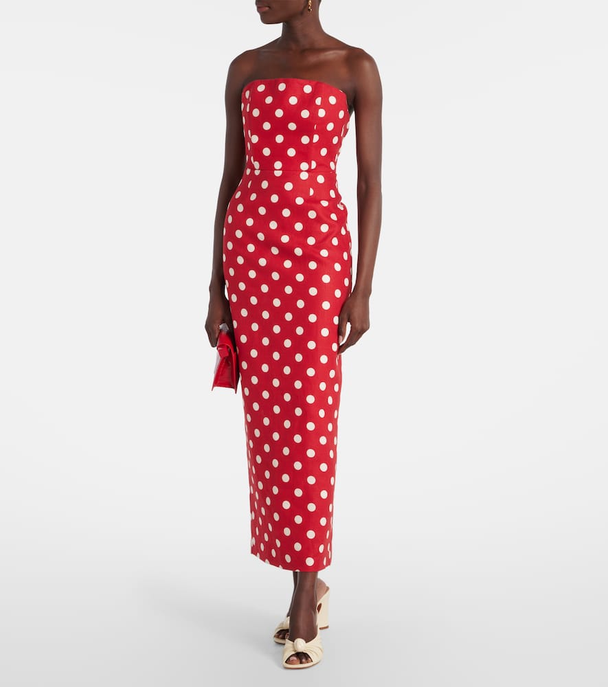 Romeo polka-dot linen maxi dress