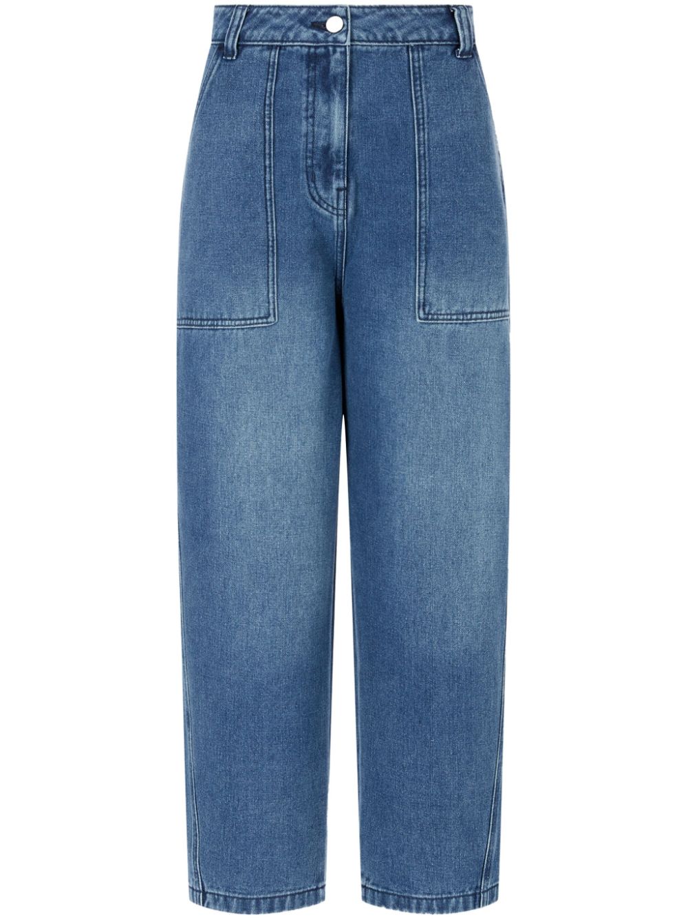 Logo-patch wide-leg jeans - Blue