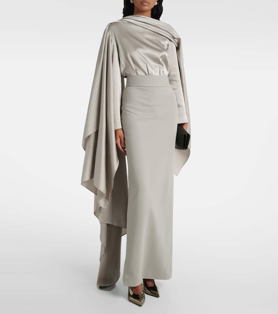 Solace London Rosalia draped satin-trimmed gown