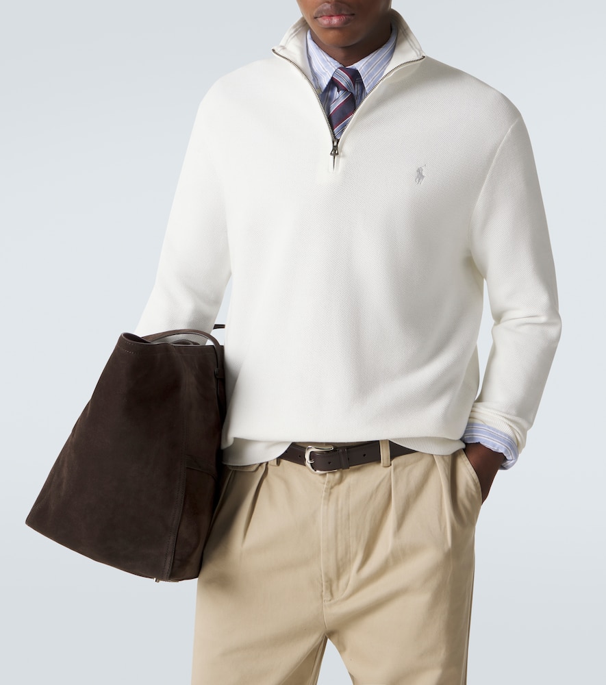 Logo cotton half-zip sweater
