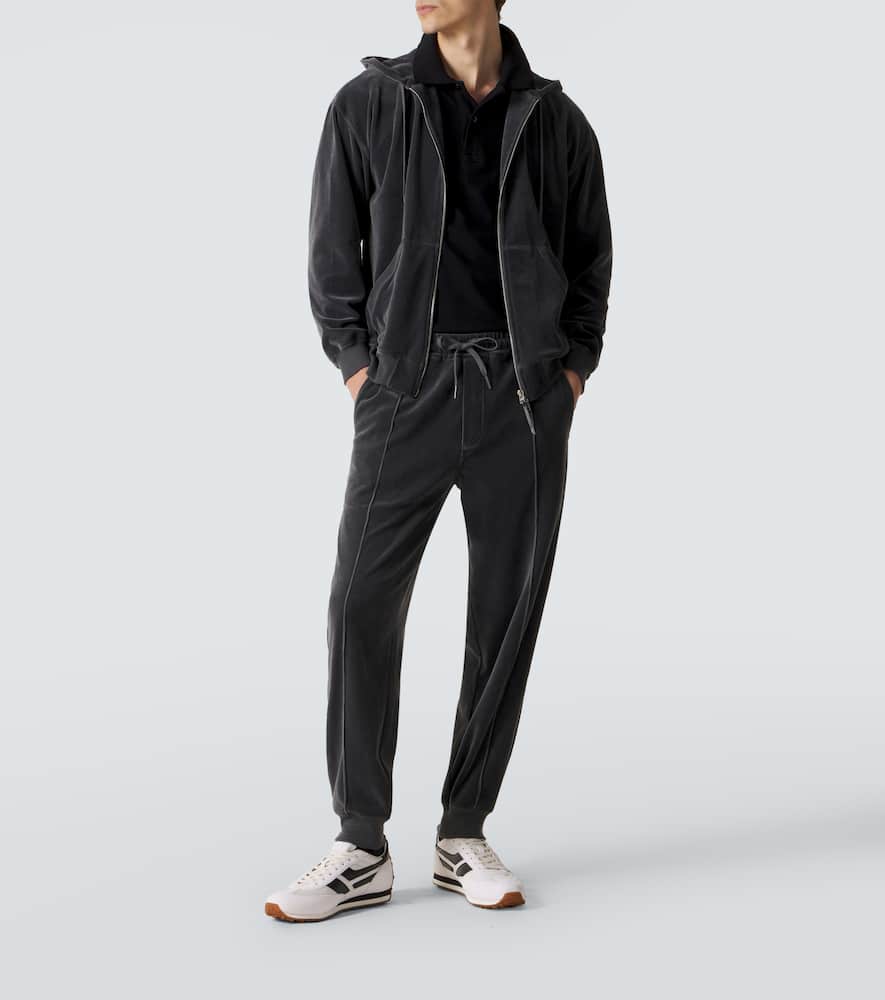 Velvet zip-up hoodie