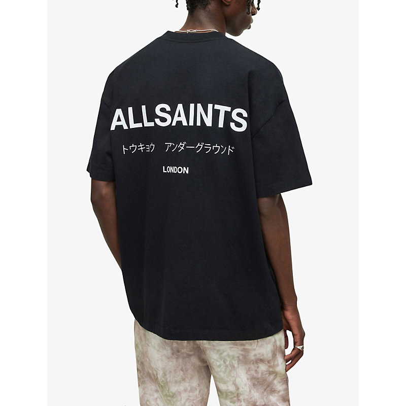 Mens Jet Black Underground Graphic-print Cotton T-shirt