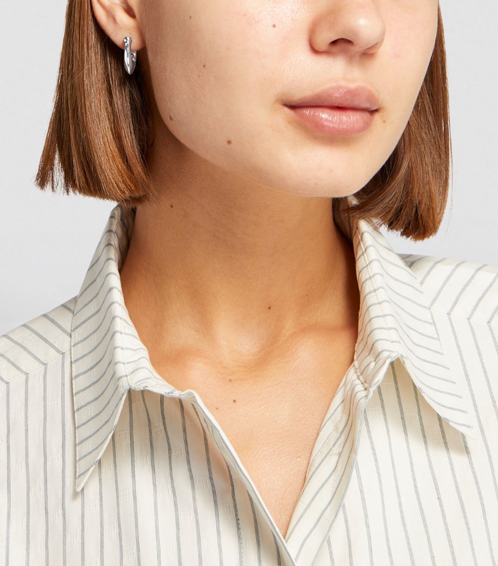 Rhodium Signature C Huggie Earrings