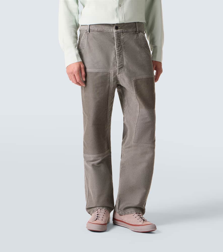 Pastoral striped cotton wide-leg pants