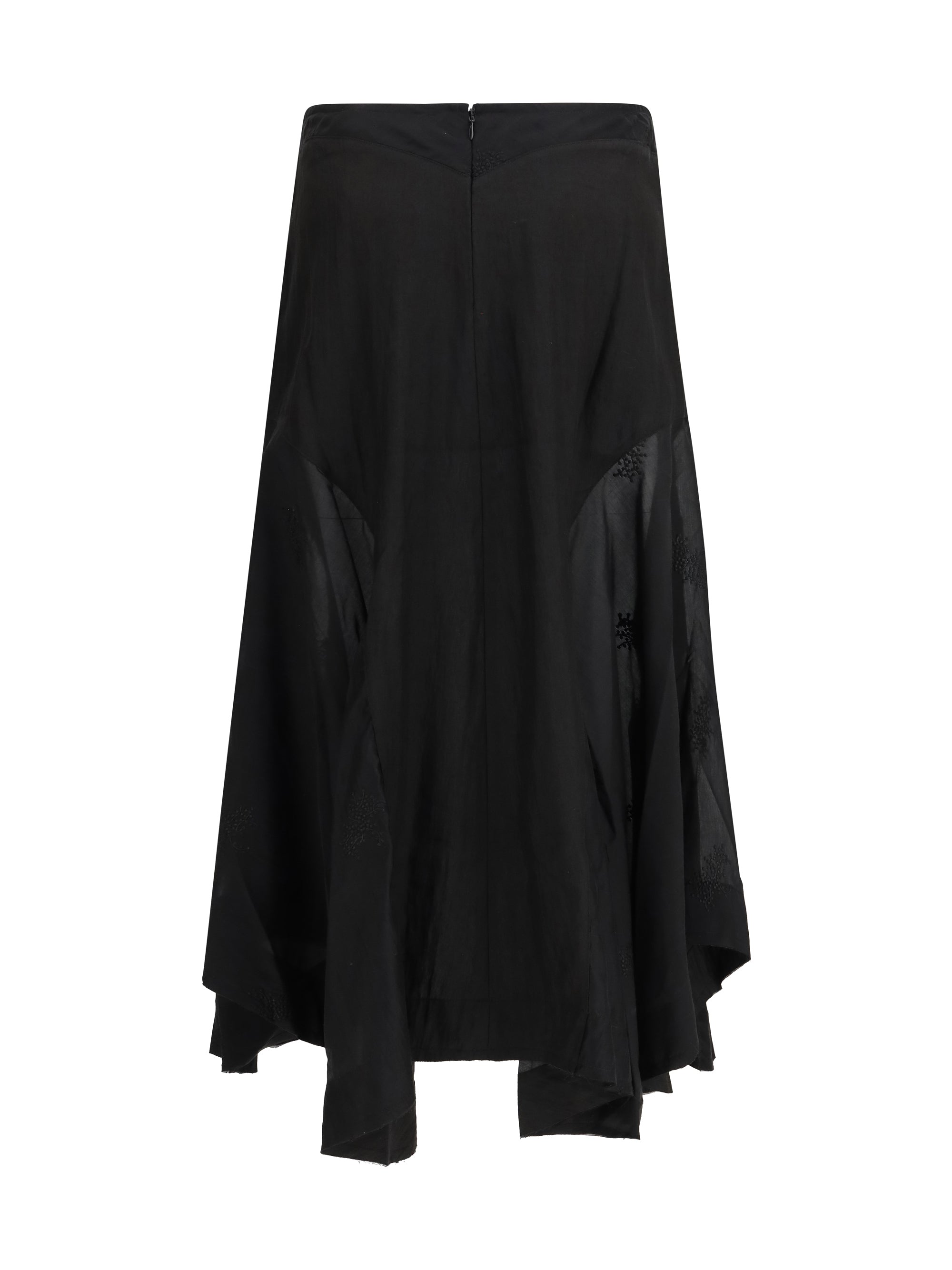Embroidered Floral Lyocell Skirt — Black