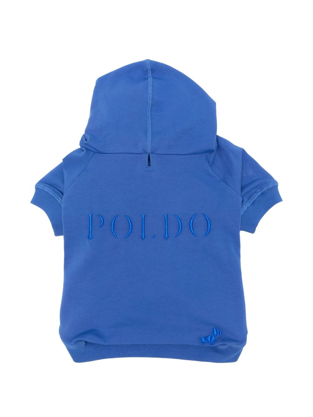 Embroidered Logo Cotton Hoodie — Blue