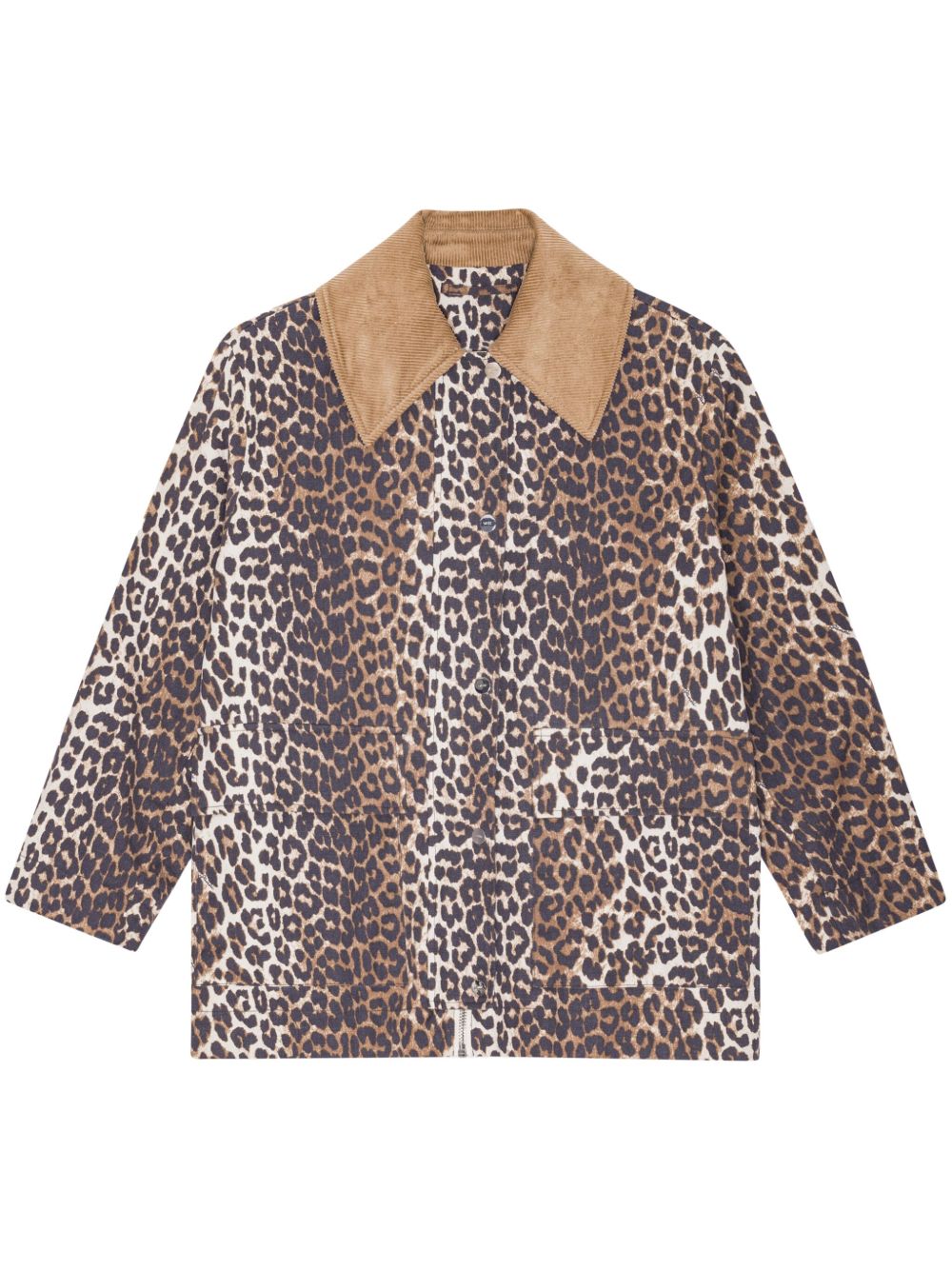 Leopard-Print Organic Cotton Jacket — Brown
