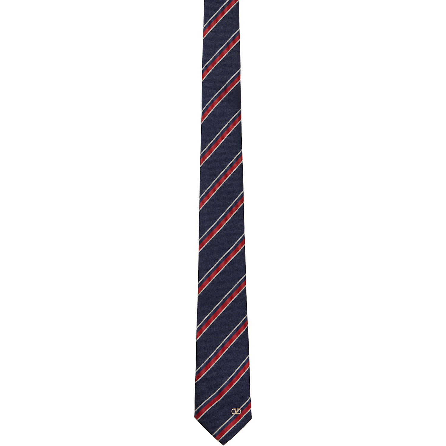 Navy & Red Valentie Jacquard Regimental Silk Tie