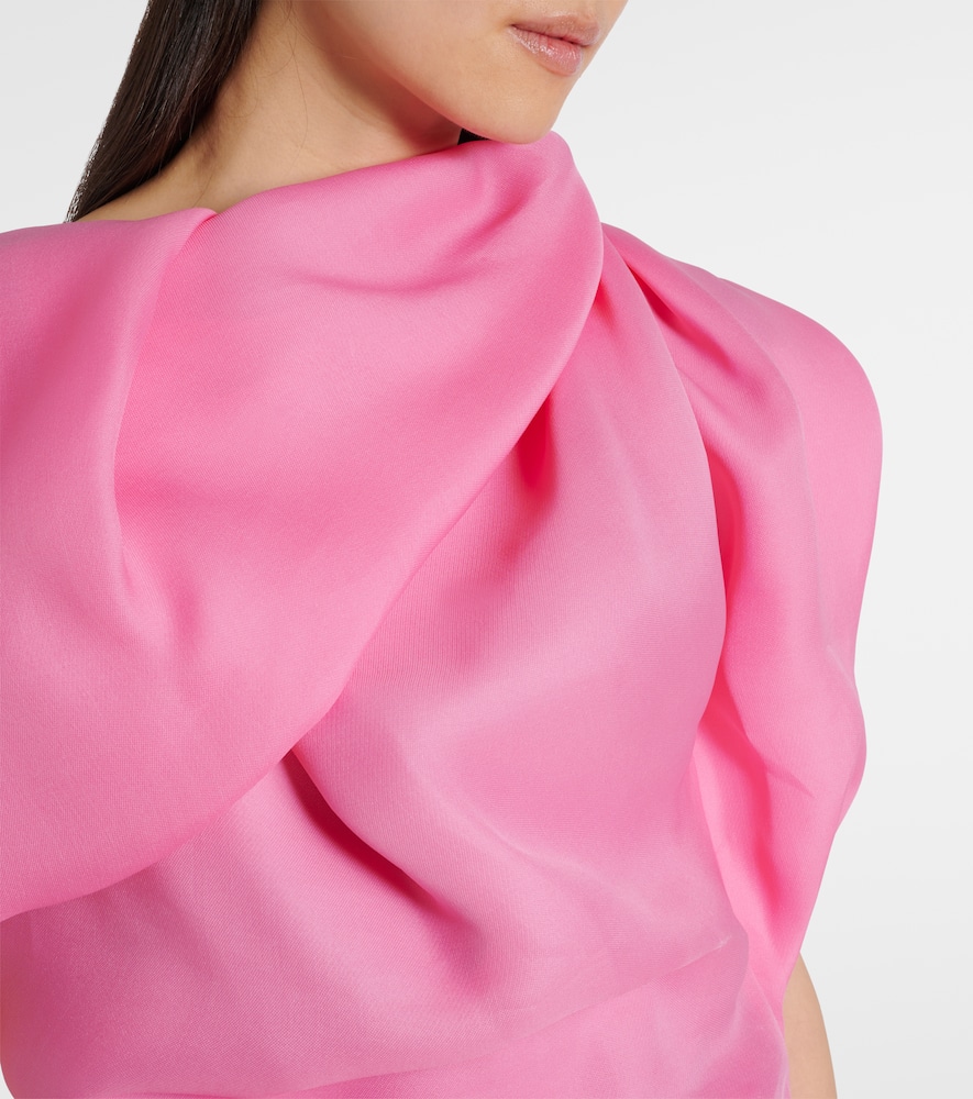 Draped silk satin top