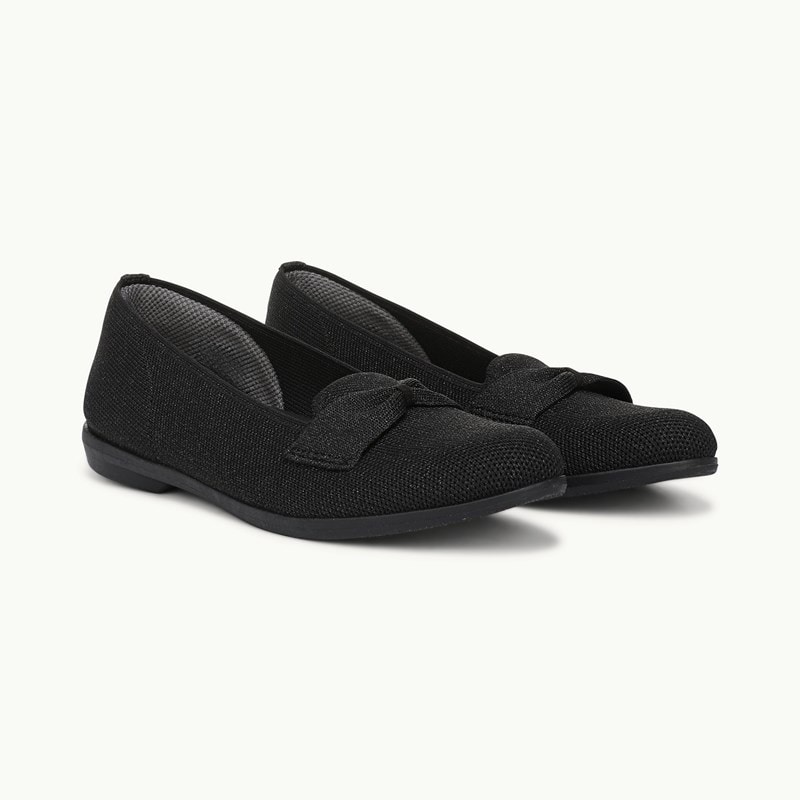 For Kandi Moc Loafer Shoes Black Knit Fabric