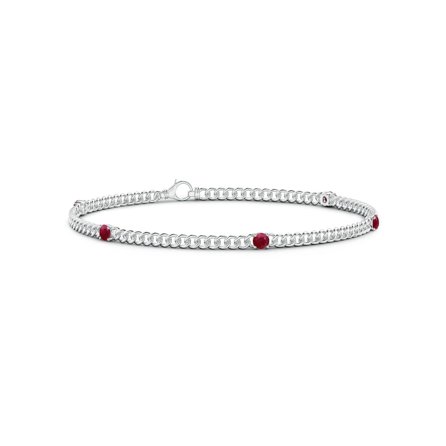 Angara 0.7 Carat Five Stone Ruby Station Bracelet in 14K White Gold