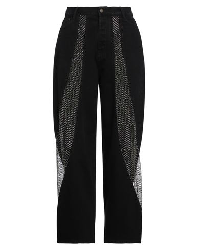 Woman Jeans Black Size 26 Cotton, Polyester, Glass