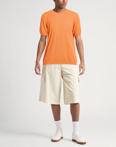 Man Sweater Orange Size 40 Cotton, Polyamide