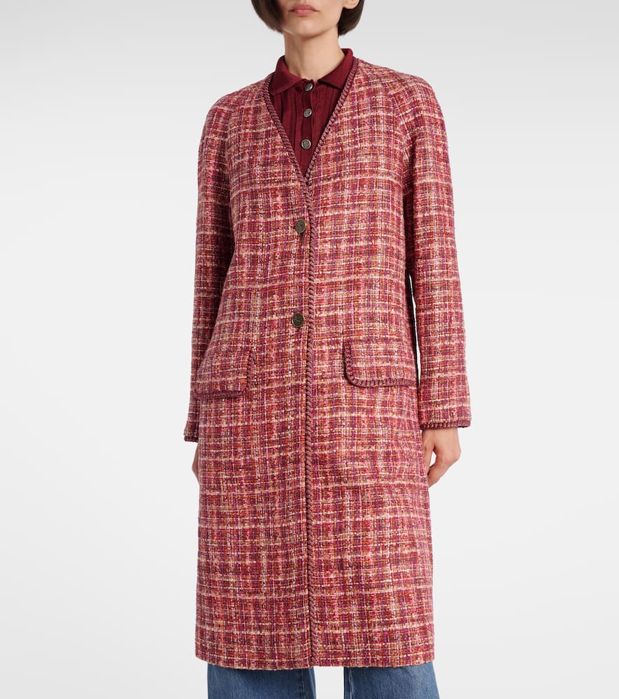 Checked cotton and wool-blend coat