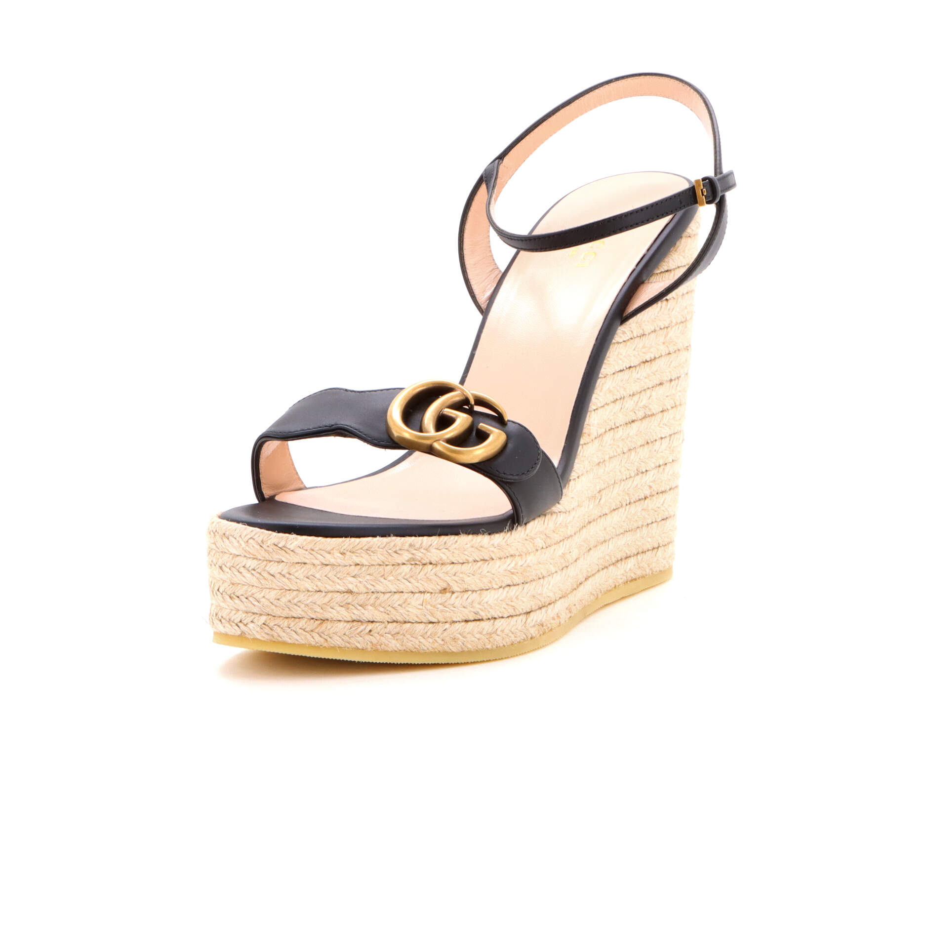 Women's GG Marmont Wedge Espadrille Sandals Leather