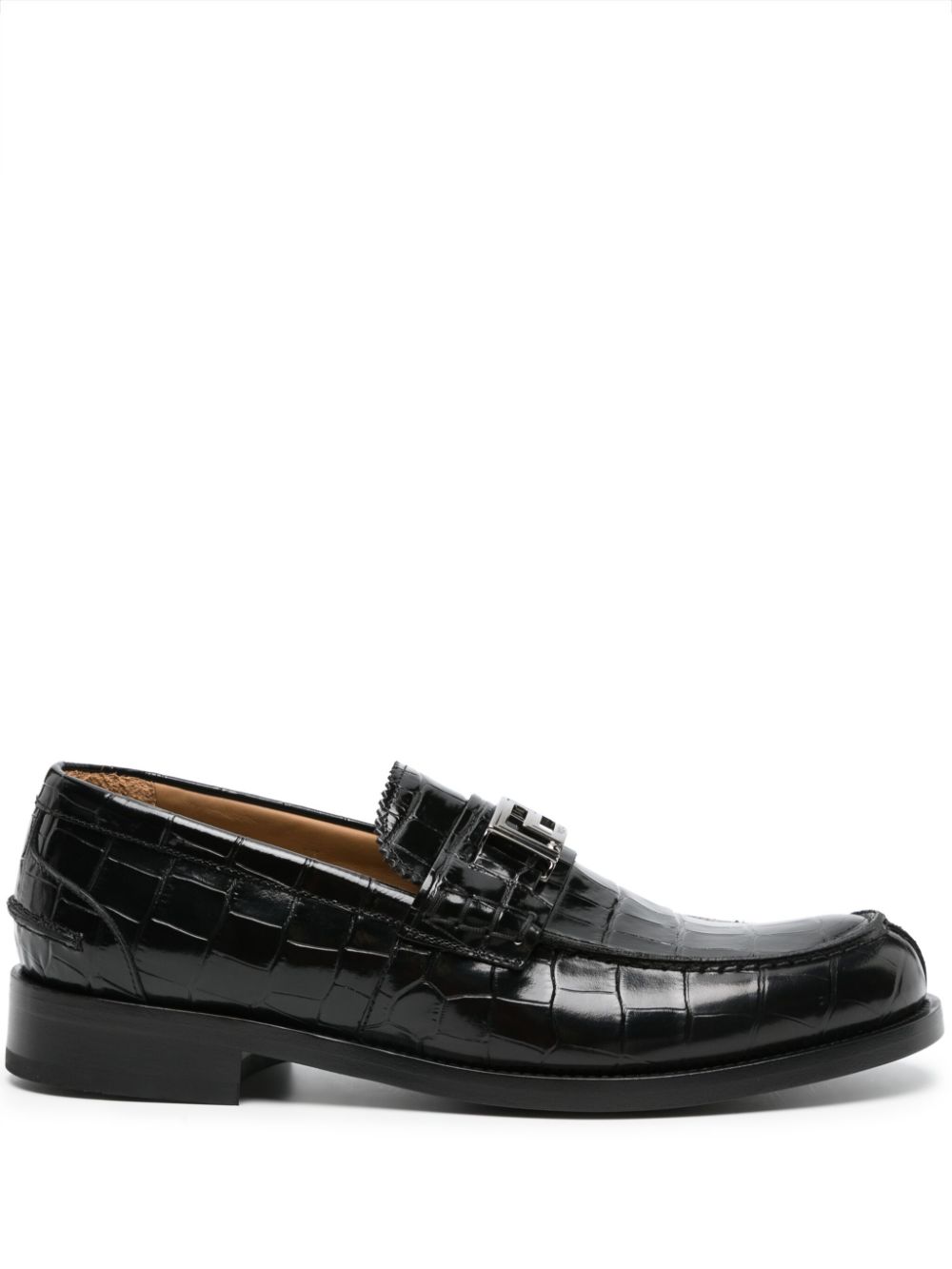 Greca crocodile-effect loafers - Black