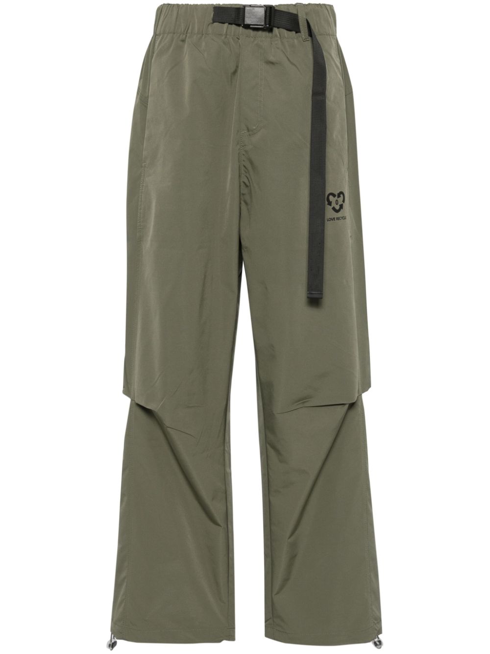 Belted straight-leg cargo pants - Green
