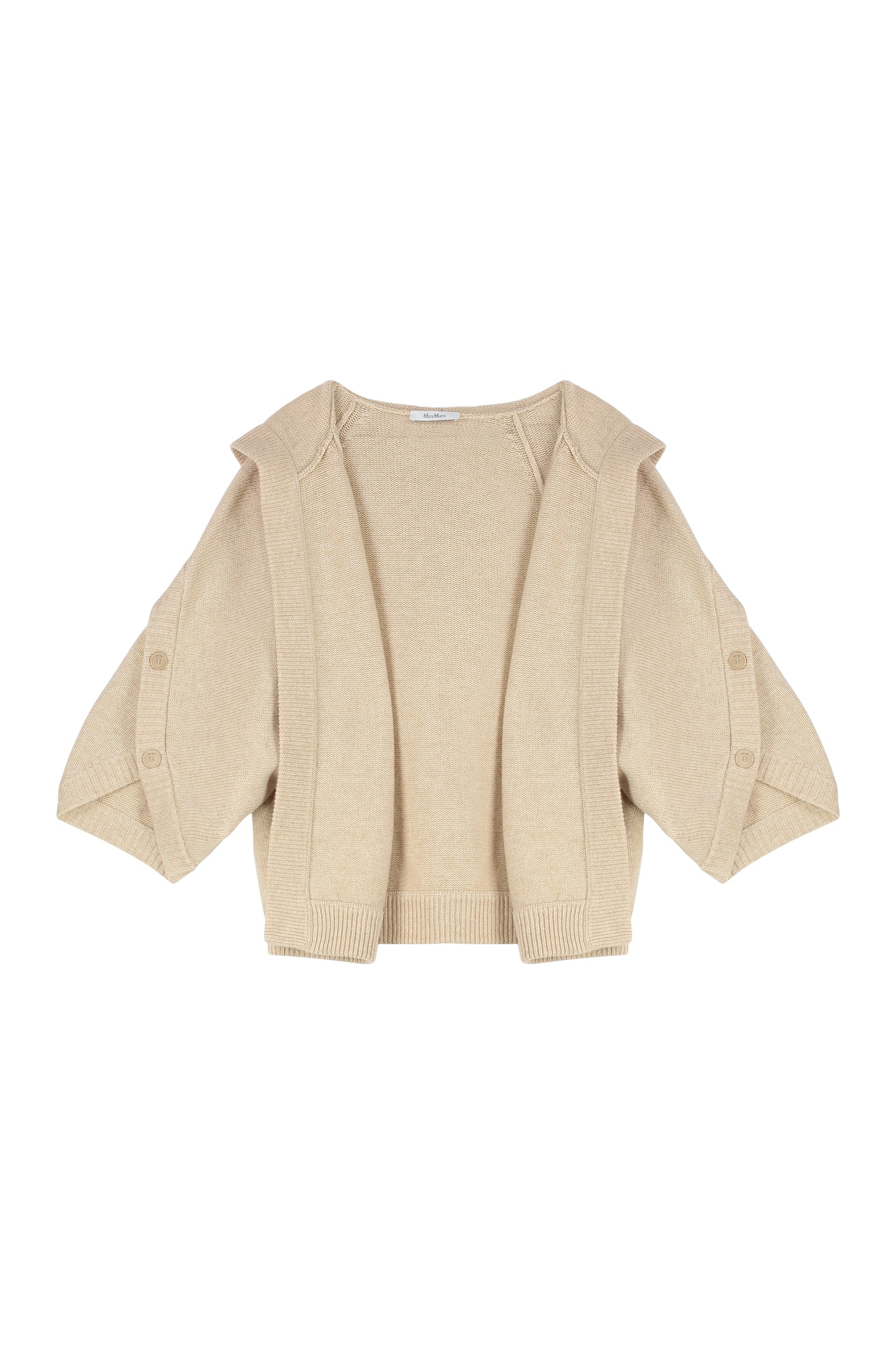 Hooded Wool-Cashmere Cardigan with Ribbed Knit Edges
