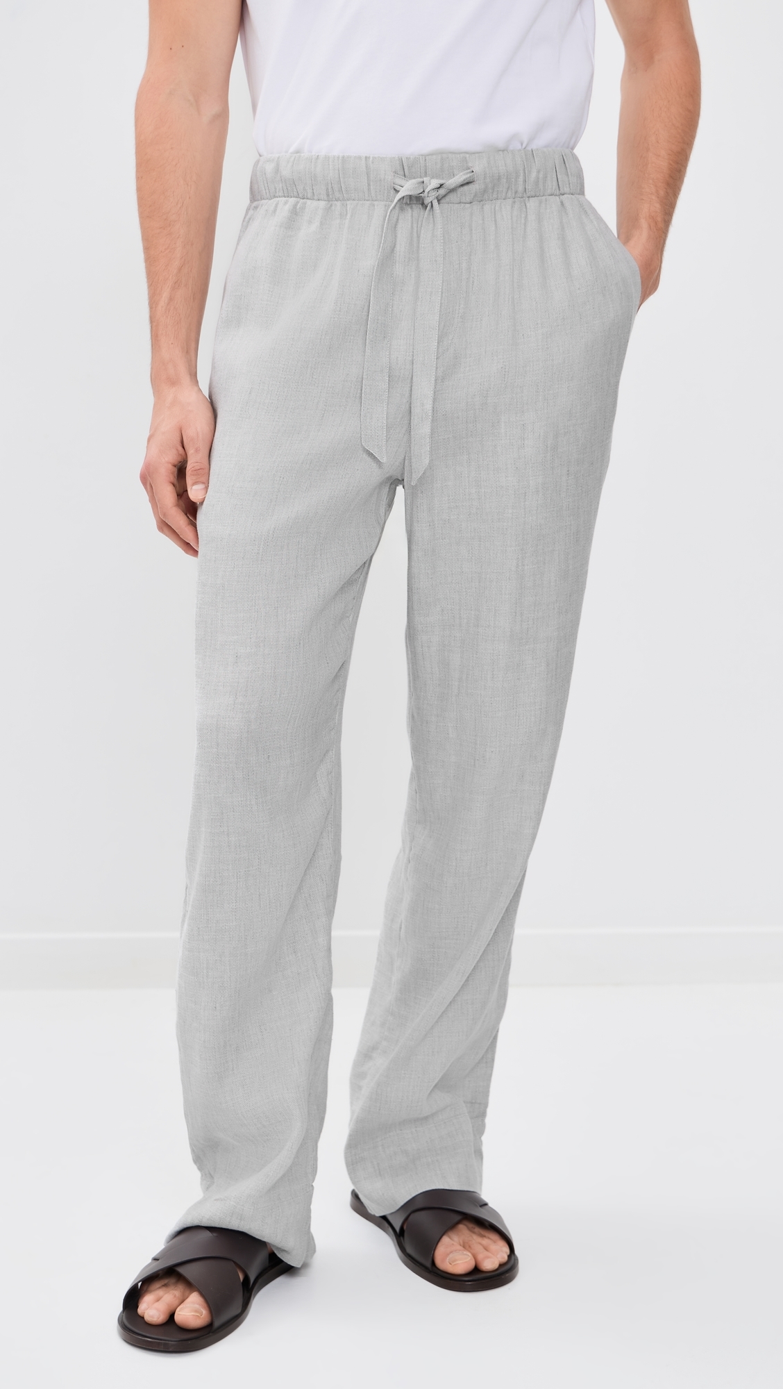 Luan Linen Blend Relaxed Lounge Pants Light Melange Grey